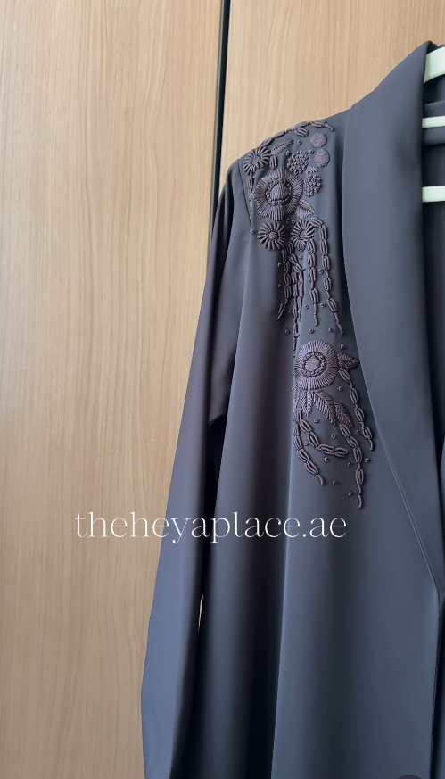 Dark Brown Blossom Abaya