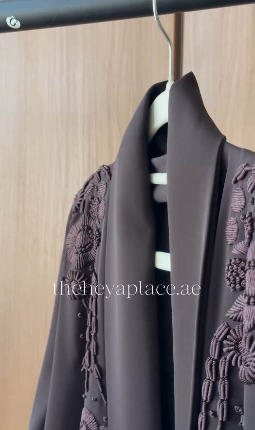 Dark Brown Blossom Abaya