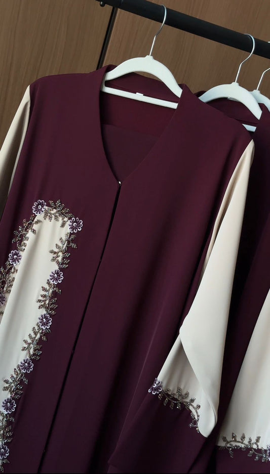 Burgundy Blossom Abaya