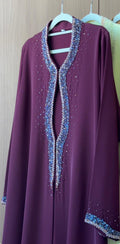 Burgundy crystal Abaya