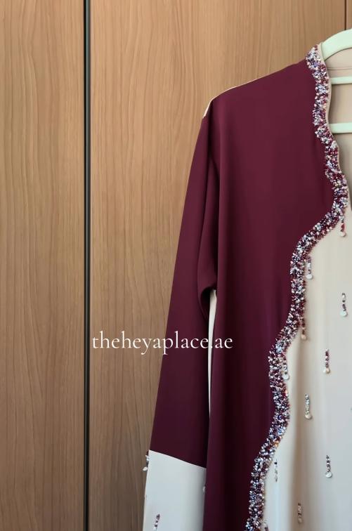 Burgundy Beige Abaya