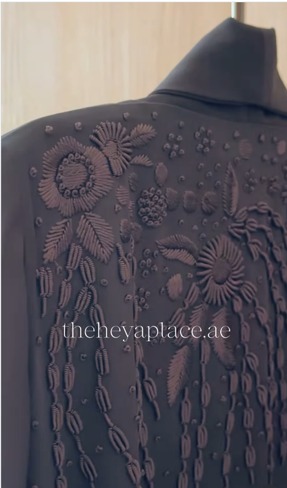 Dark Brown Blossom Abaya