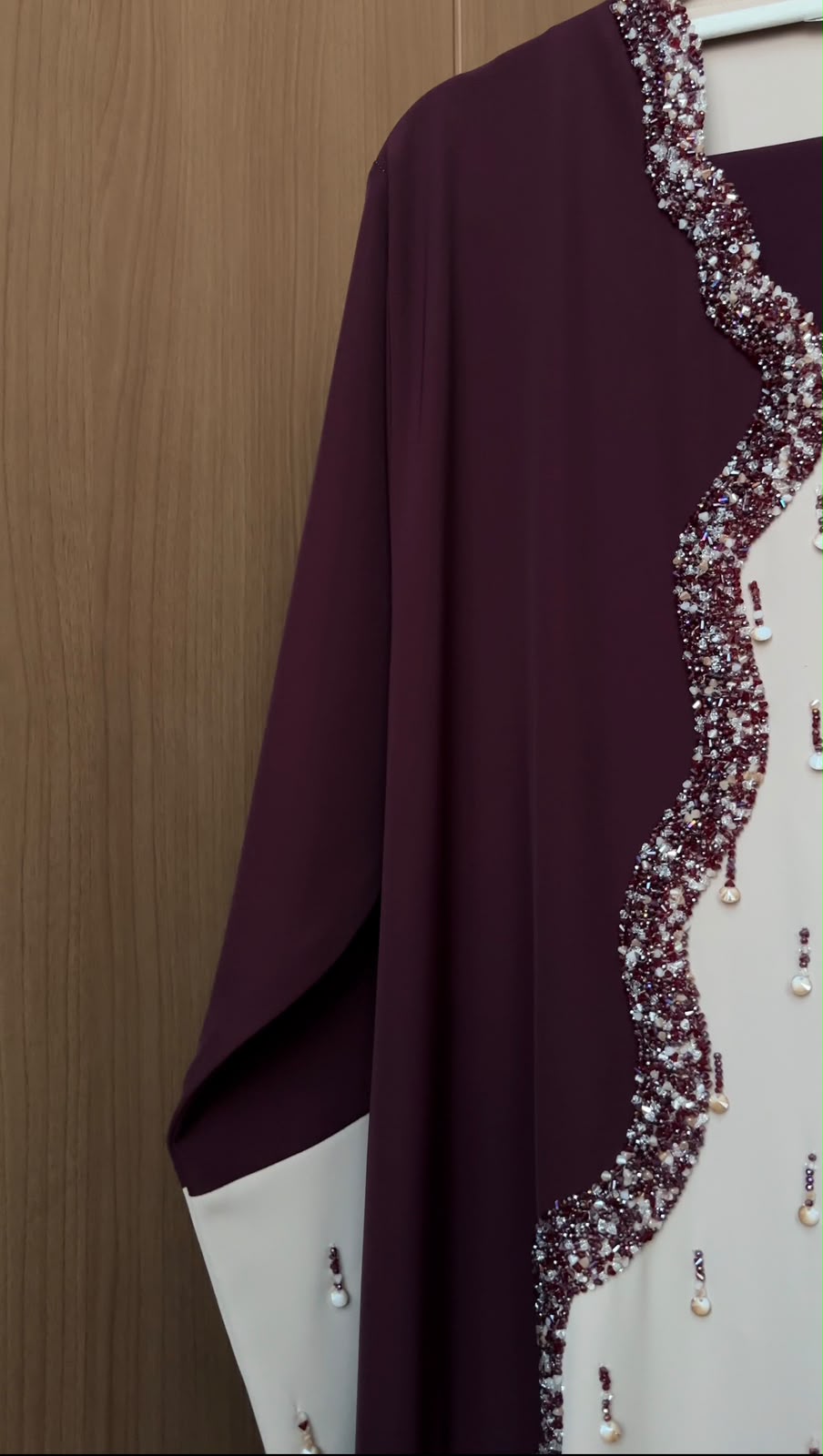 Burgundy Beige Abaya