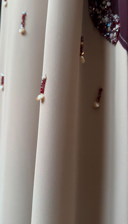 Burgundy Beige Abaya