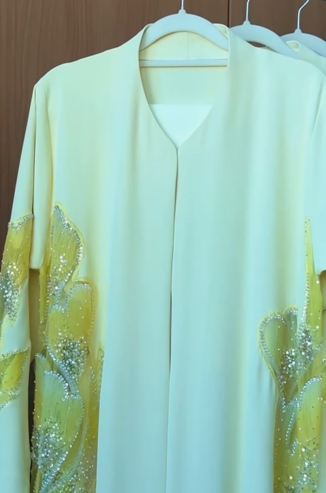 Butter Yellow Floral Abaya