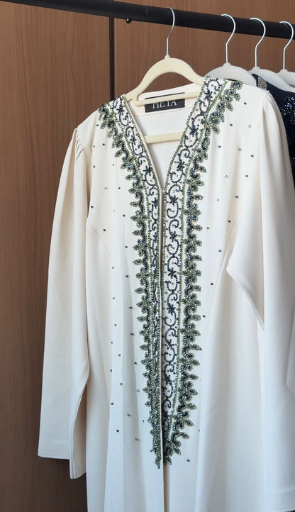 Emerald Lace Abaya CREAM