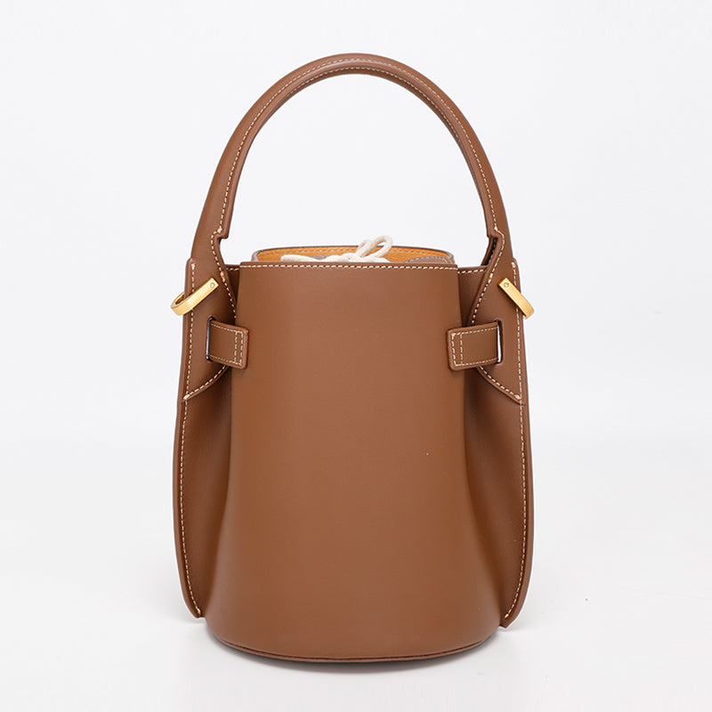 Vintage Genuine Leather Suede Bucket Bag