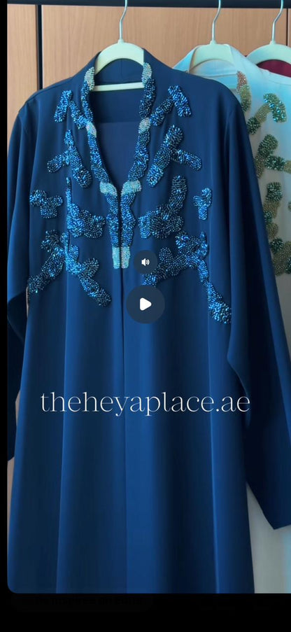 Navy Blue Fig Tree Abaya featuring a refined modest silhouette in premium lightweight fabric.