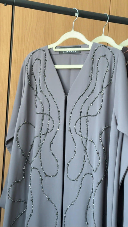Seraphine Crystal Abaya Grey