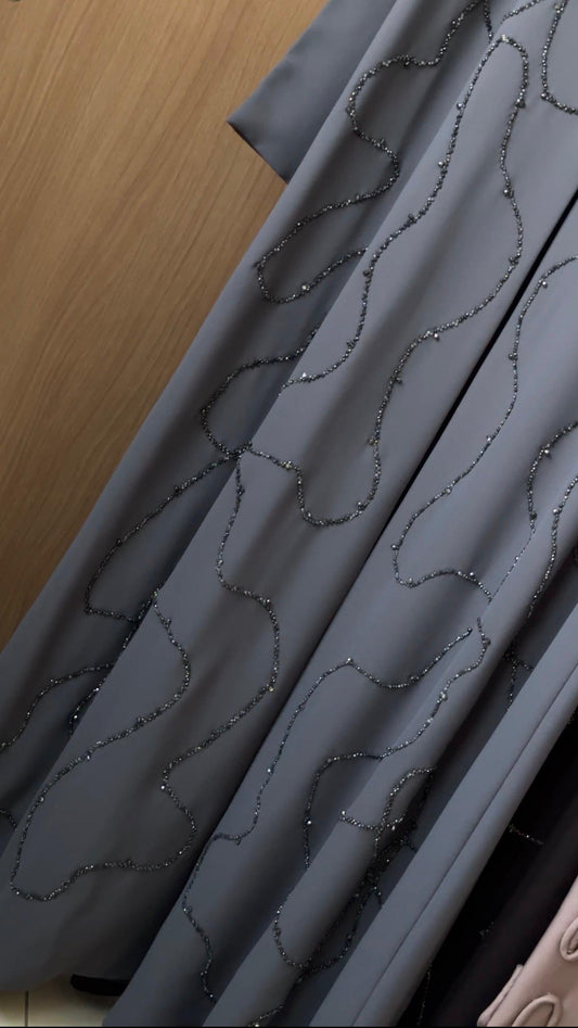 Seraphine Crystal Abaya Grey
