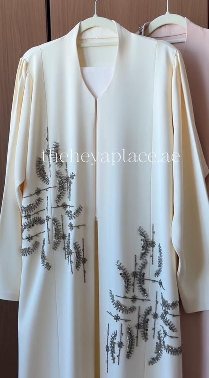 Swan Crystal Grey Abaya