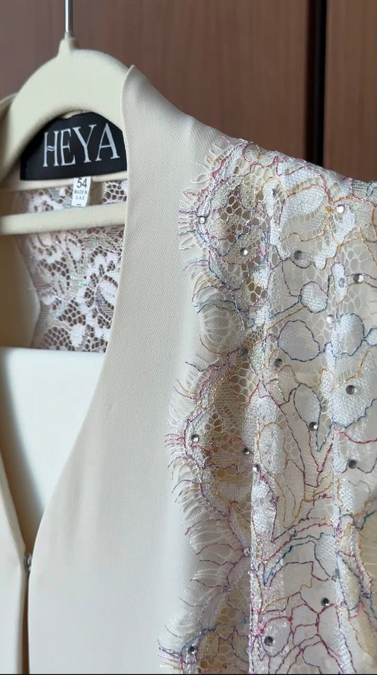 Ivory Lace Bloom Abaya