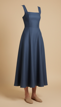 Structured Midi Dress in Slate Blue